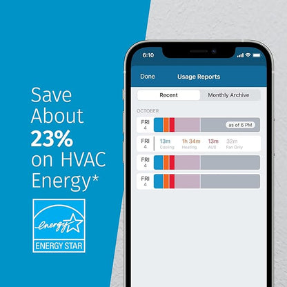 Sensi Lite Smart Thermostat, Programmable, WiFi, Easy DIY, Works With Alexa, ENERGY STAR Certified, ST25, Most Systems C-Wire Not Required, C-Wire needed with Heat/Cool Only & Heat Pump System – Black