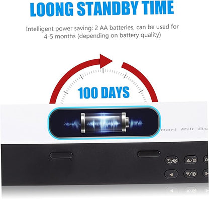 Electronic Pill Dispenser Alarms Medicine Reminder Medicine Timer Organizer for Daily Medication Smart Pill Box for Seniors Home Travel