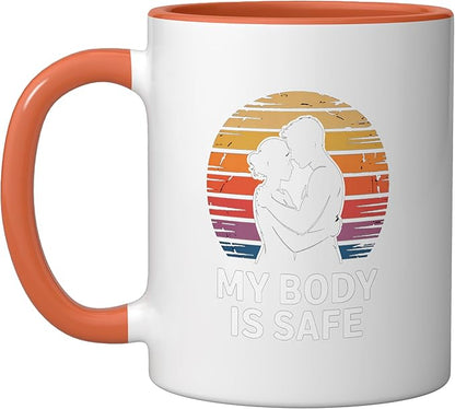Breathing Relaxation Stress Relief Vagus Nerve Stimulation Ceramic Mug, Orange/White