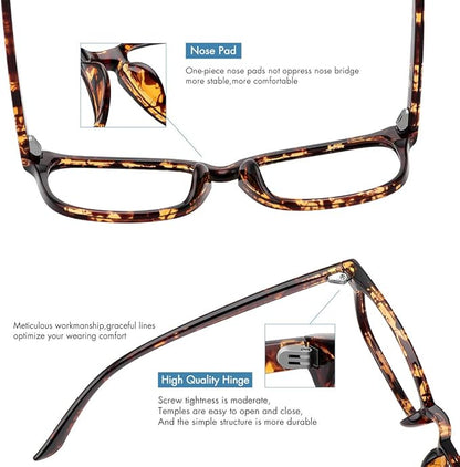 MEETSUN Blue Light Blocking Glasses, Anti Eye Strain Headache (Sleep Better), Computer Glasses UV400 Transparent Lens (Black + Tortoise + Clear)