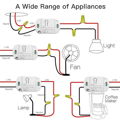 16A Basic Wireless Smart Switch，Wi-Fi Light Switch Compatible with Alexa & Google Home & SmartThings,FCC Certified,No Hub Required Support DIY Module (2 pcs)