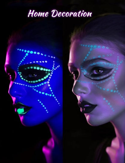 L LOHAS LED UV Black Light Bulbs, Halloween 12W A19 UV Blacklight, 100 Watt Equivalent, UVA Level 385-400nm Wavelength, Glow in The Dark for Body Art Paint, Fluorescent Poster, Neon Glow Party, 4 Pack