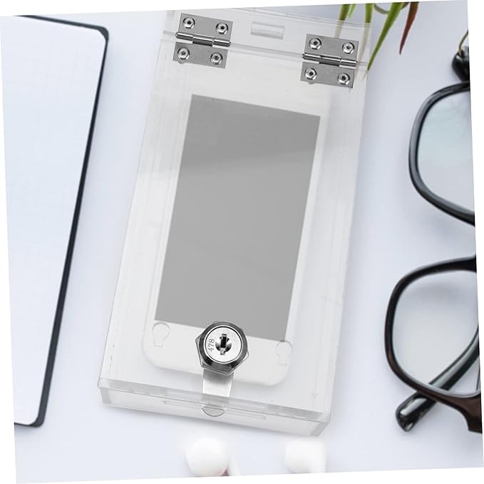 STOBOK Cell Phone Lock Box Mobile Phone Storage Box with 2 Keys Transparent Phone Locker Case Self-Control Smartphone Holder Portable Phone Time Lock Jail Box