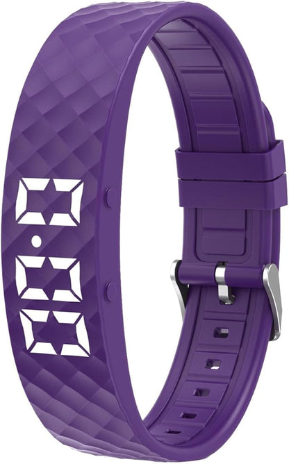 Vibrating Alarm Wristband, IP65 Waterproof Fitness Sleep Tracker, Digital Alarm Wristband for Deepsleepers Seniors Adults Use (Purple)