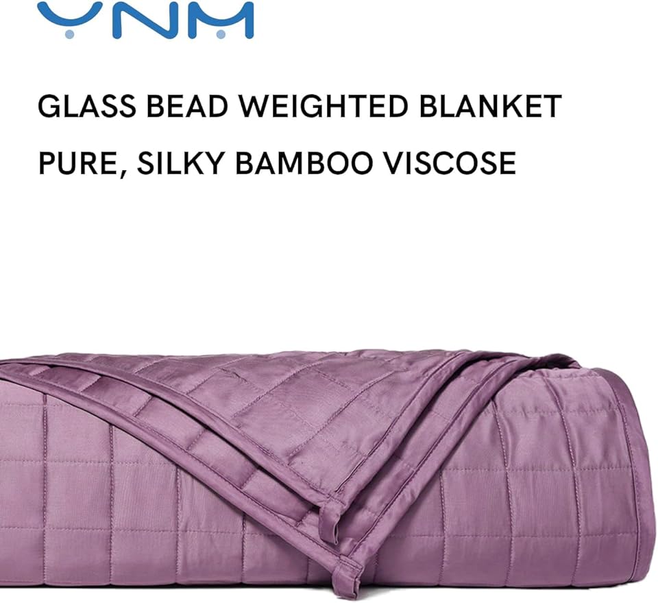 YnM Cooling Weighted Blanket for Adults, 15lbs Heavy Bed Throw for One Person of 140lbs, Perfect for Hot Sleepers or Warm Climates with Rayon/Glass Beads(60x80 Inches, Queen Bed, Fuchsia Purple)