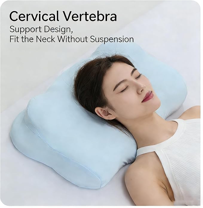 Cloud Pillow Ergonomic Memory Foam Cervical Neck Support Pillow, Adjustable Dual-Loft Hypoallergenic Breathable Pillowcase for Side Back Stomach Sleepers (Gray)