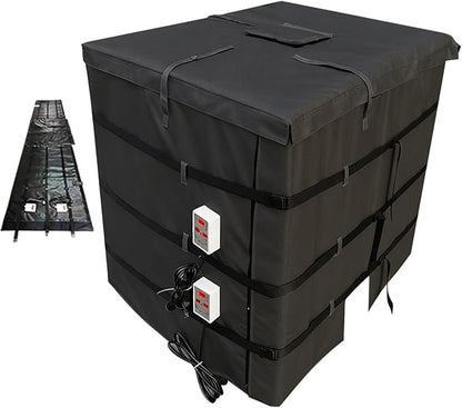 IBC Container Heater, IBC Tote Insulation Blanket, Smart Temperature Control up to 200°C, 1000L, IBC Tote Blanket with Thermostat, for Petroleum, Chemical, Food Processing Black