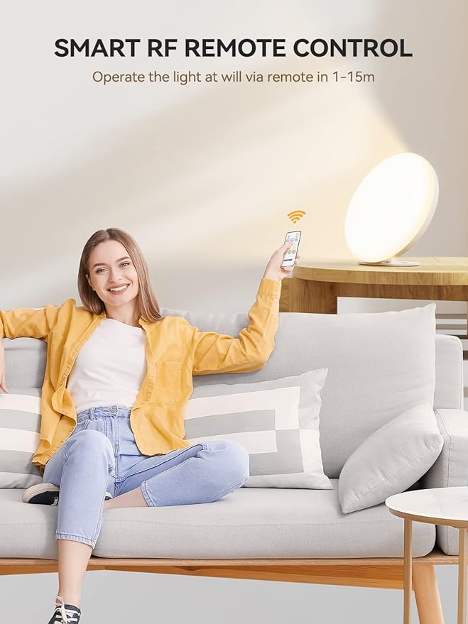 Light Lamp 13,000 Lux UV-Free LED Light with 5 Brightness Levels/3 Color Temperature/4 Timer Remote Control Daylight Lamp with Memory Function for Home Office