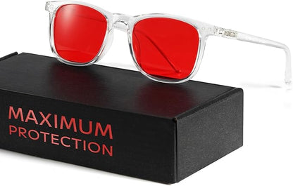 TIJN Sleep Glasses for 99% Blue Green Light Blocking Red Lens for Computer Gaming Screen Fatigue UV Protection