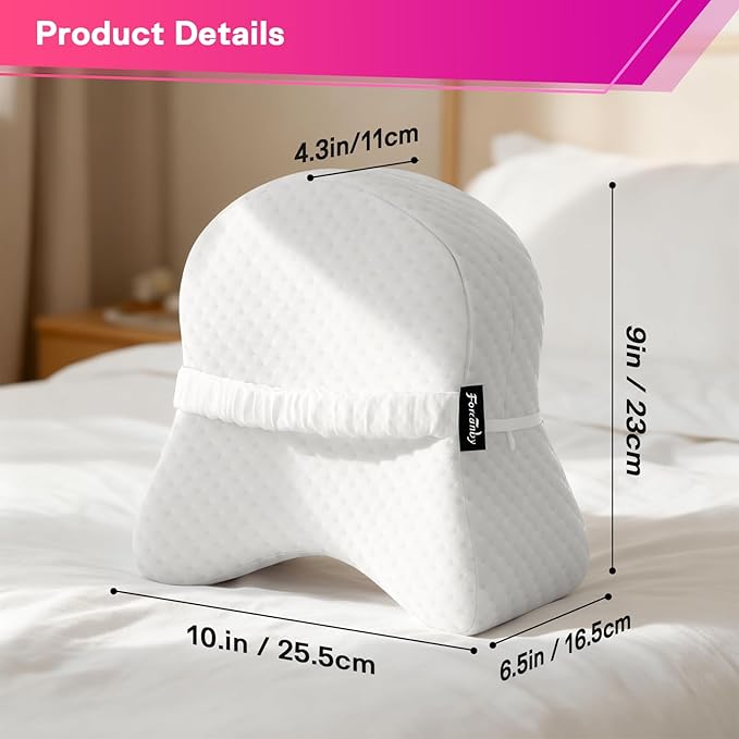 Memory Foam Leg Pillow for Side Sleepers - Relax from Sciatica, Back, HIPS, Knees, and Joints - Removable and Washable Cover - Perfect for Pregnancy and Nursing (White-Extra Soft)