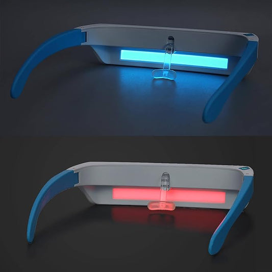 Red Light Therapy Glasses 670nm – Eye Comfort & Visual Wellness, Blue Light Therapy Support for Sleep, Circadian Rhythm, Jet Lag & Seasonal Mood, Red & Blue (2-in-1)