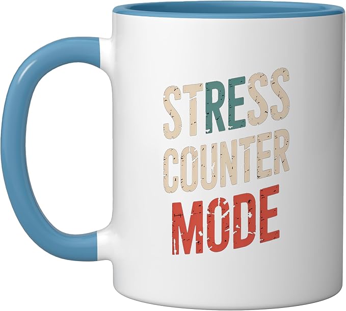 Relaxation Breathing Vagus Nerve Stimulation Stress Relief Ceramic Mug, Blue/White