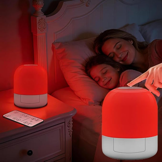 670nm Red Light for Sleep, 100% Blue Light Blocked & 10%-100% Dimmable & 4 Timers & Remote + Touch, Rechargeable Long Lasting Red Night Light Sleep Lamp for Bedroom, Nursery, Reading