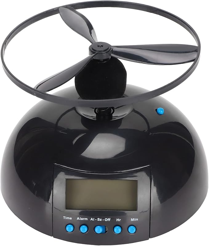 Flying Alarm Clock with Helicopter Propeller – Moving Alarm Clock on Wheels for Heavy Sleepers, Digital LED Run Away Gadget Clock, Creative Gift for Bedroom & Office Use