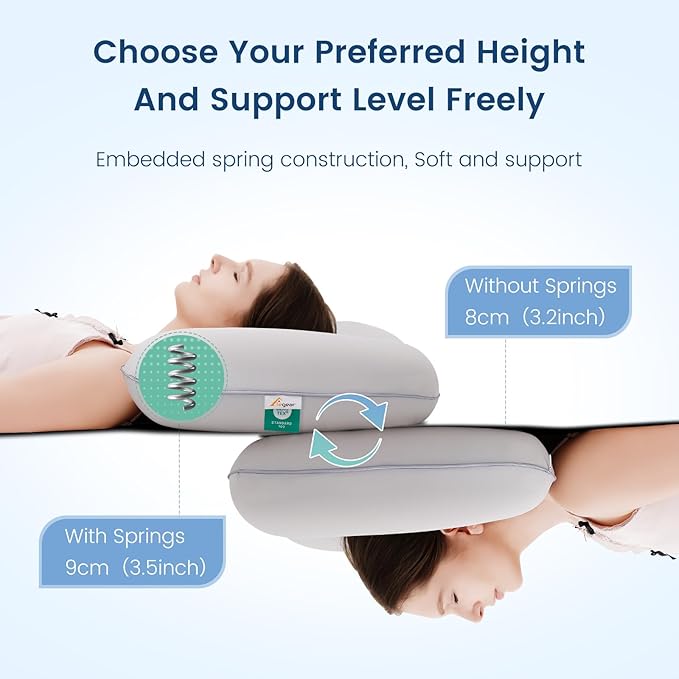 Elegear Cervical Neck Pillow, Cooling Neck Pillow for Pain Relief - Zero-Pressure Deep Sleep Pillow for Sleeping,Ergonomic Cervical Pillow with Induction Spring Design for Side&Back Sleeper - M