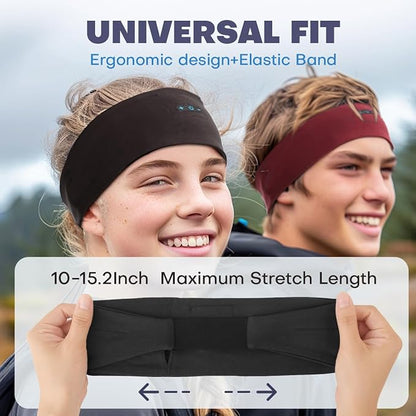 Sleep Headphones Bluetooth Headband for Side Sleeper, 17 Hours Playtime, Wireless Headband Headphones with HD Stereo Speakers for Workout,Running,Yoga, Ideal Gifts for Men, Women, Teens, Black