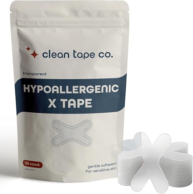 Clean Tape Co | 128 Count Premium X Tape - Pain Free Removal, No Residue, Gentle Transparent for Wound Dressing & Blister Prevention - Latex Free & Gentle On Skin