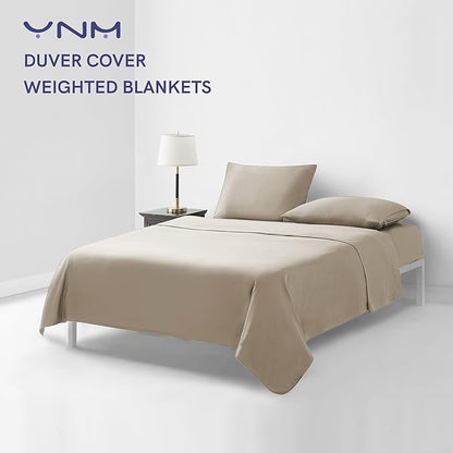 YnM Cotton Duvet Cover for Weighted Blankets (Khaki, 36''x48'')