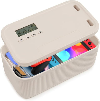 Timed Lock Box for Phone & Snacks | 2-in-1 Smart Lock with Digital Timer & Quick Access | BPA-Free Refrigerator Safe Container for Medicine,Electronics (5.5x5.5x6.3in)