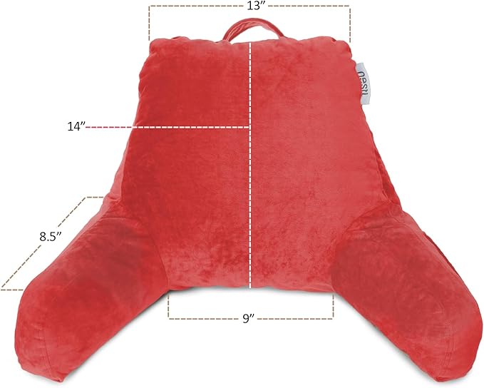 Nestl Reading Pillow for Kids & Teens with Shredded Memory Foam, Backrest Pillows for Reading, Watching, and Gaming, Use on The Couch, Bed, or Floor, Adjustable Support with Washable Cover Cherry Red