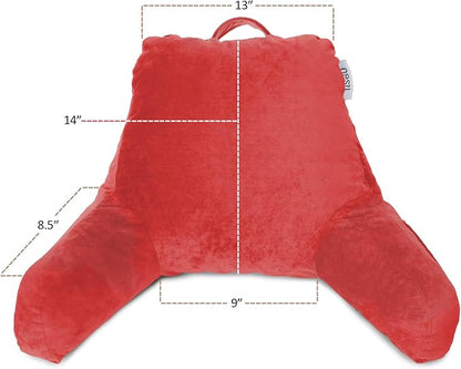 Nestl Reading Pillow for Kids & Teens with Shredded Memory Foam, Backrest Pillows for Reading, Watching, and Gaming, Use on The Couch, Bed, or Floor, Adjustable Support with Washable Cover Cherry Red