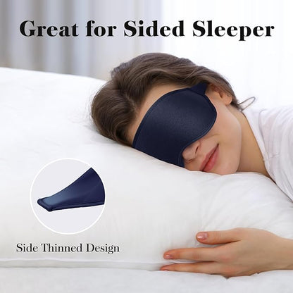 3D Eye Mask Sleep Mask for Men & Women, 100% Pressure-Free & Light Block-Out Eye Mask for Sleep with Easy Adjustable Strap, Night Eye Cover for Travel, Blue
