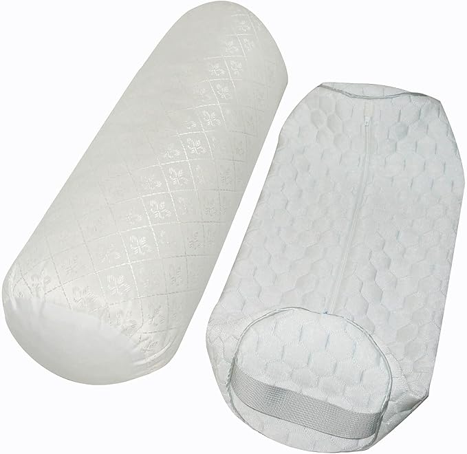 Kingnex Adjustable Firmness Bolster Roll Pillow for Under Knee Support or Between Legs for Side Sleepers Shredded Latex Cyliner with Removable Cooling Cover 18x6