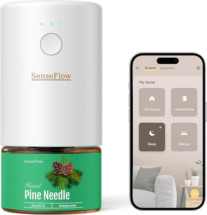 SF101S Pro Smart Waterless Essential Oil Diffuser, Plug in Aromatherapy Diffuser & Non-Toxic air Freshener, 120-Day Natural Aroma Mist, Covers 1000 Sq Ft- Free 30ml Pine Needle
