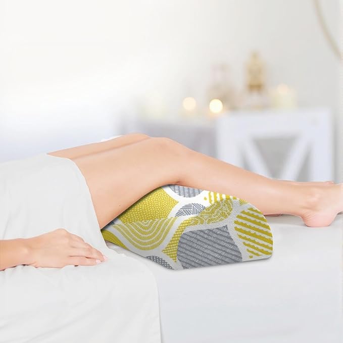 Knee Pillow for Back Sleeping – Half Moon Bolster Pillow for Legs,Under Knee While Sleeping Support, Leg & Back Pain Relief (21.5x9x5 Inches),Machine Washable Cover