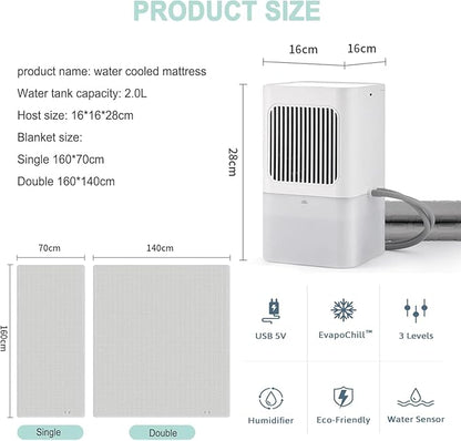 Summer Water Cooling Mattress Pad, Bed Cooling System with Air Conditioner and Remote Control, Keeps Sleepers Cool, PVC Sleeping Ice Pad for Bed & Sofa,160×140cm