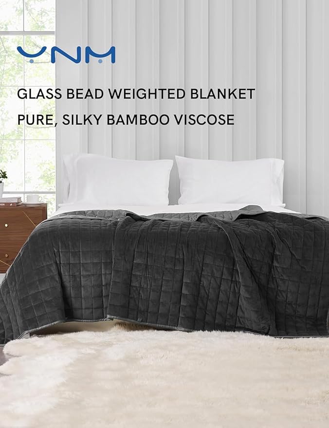 YnM Cooling Weighted Blanket for Adults, Cooling & Cozy Velvet Dual-Sided, 25lbs Heavy Bed Throw for Couple, Four Seasons Use (88x104 Inches, Queen or King Bed, Dark/Light Gre)
