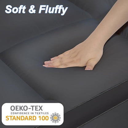Queen Mattress Topper, Extra Thick Mattress Pad Cover for Deep Sleep,3D+7D Snow Down Alternative Fill Overfilled Plush Pillow Top Mattress with 8-23 Inch Deep Pocket-Grey