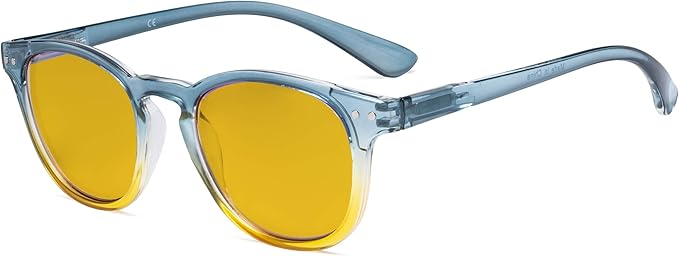 Eyekepper Ladies Blue Light Blocking Reading Glasses with Amber Tinted Filter Lens - Gradient Frame Computer Readers Women - Blue-Yellow Frame +3.00