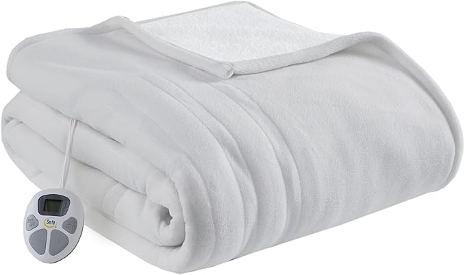 Serta Reversible Fleece to Sherpa Electric Blanket, Ultra Soft, Fast Heating, Auto Shut Off Timer, Multi Heat Setting, ETL Certified, Machine Washable, Smoke Grey Twin 84"x 62"