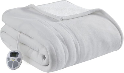 Serta Reversible Fleece to Sherpa Electric Blanket, Ultra Soft, Fast Heating, Auto Shut Off Timer, Multi Heat Setting, ETL Certified, Machine Washable, Smoke Grey Twin 84"x 62"
