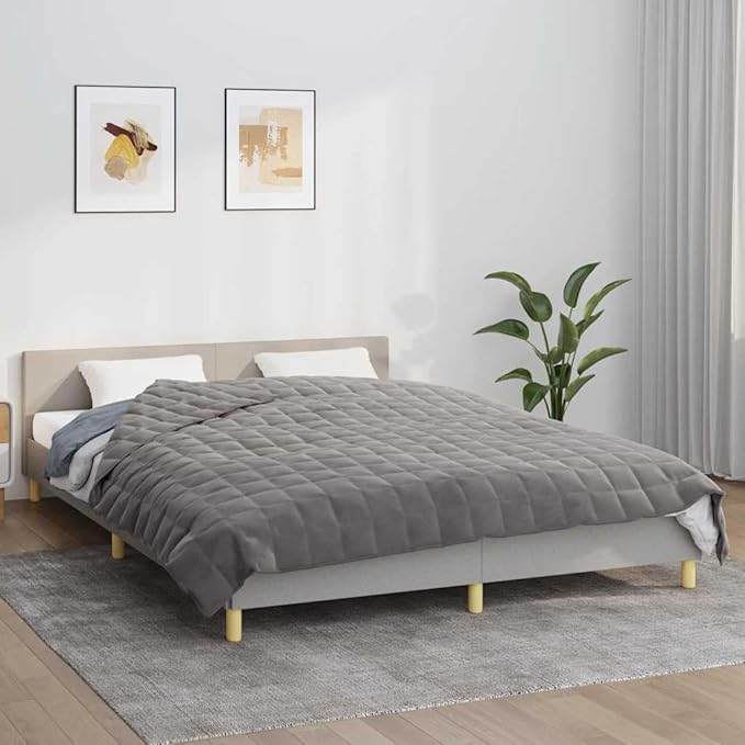 Grey Weighted Blanket for Adults 94.5 x 86.6 in 24.2 lbs Heavy Blanket with Soothing Pressure Breathable Brushed Polyester Microfiber Hypoallergenic Soft Touch for Relaxation