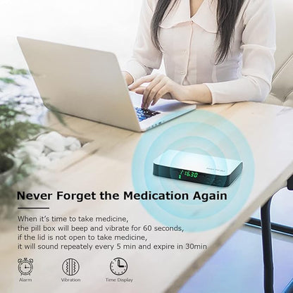 Pill Dispenser with Alarm, Daily Medicine Pill Organizer with up to 7 Alarms A Day,Smart Pill Box 6 Compartments, Pill Reminder for Elderly,White (White)