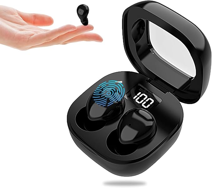 Invisible Sleep Earbuds, Smallest Sleep Headphones for Side Sleepers Low Profile Micro Tiny Discreet Hidden Earbuds for Work, Wireless Mini IPX5 Waterproof for Small Ear Canals, Deep Black