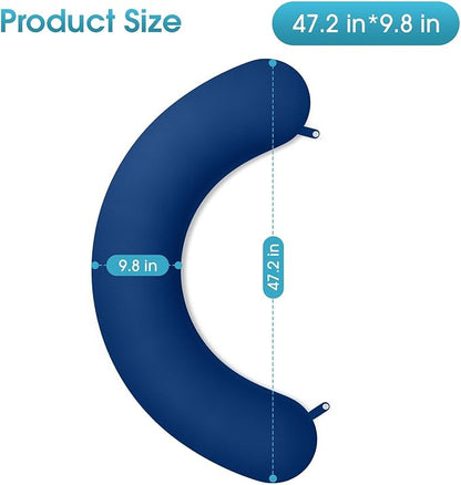 Body Pillow, Long Pillow, Memory Foam Body Pillow, C-Shaped Side Sleep Pillow, Machine Washable Pillowcase, Dark Blue-47”×10”