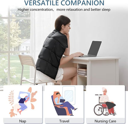 L'AGRATY Weighted Lap Pad Blanket 5lb: Small Weighted Blanket for Adults - Portable Travel & Relaxation - Cozy & Cooling - Washable All-Season (29" x 24")