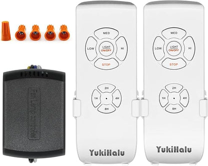 YukiHalu Ceiling Fan Remote Control Kit, Universal and Compact Size, Fan Speeds and Timings Control, Comply with UL1917