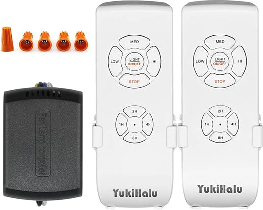YukiHalu Ceiling Fan Remote Control Kit, Universal and Compact Size, Fan Speeds and Timings Control, Comply with UL1917