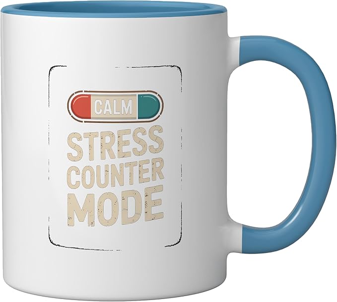 Relaxation Breathing Vagus Nerve Stimulation Stress Relief Ceramic Mug, Blue/White