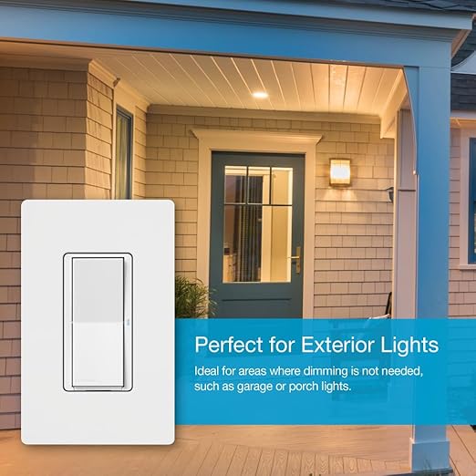 Lutron Claro Smart Light Switch for Caseta Lighting, for LED Lights, Fans, 5 Amp, Single-Pole/3-Way, Neutral Required, DVRF-5NS-BR, Brown