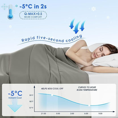 Rwlvpe Cooling Comforter King Size, 100% Rayon Derived from Bamboo Shell, Cooling Blanket for Hot Sleepers, Q-Max>0.48 Breathable Bamboo Fill Duvet Insert (106"x90", Grey)
