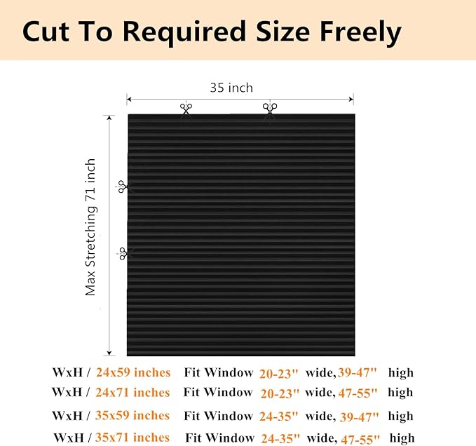 Window Blinds Cordless Blackout No Drill Cut to Size Clip On Stick On Self Adhesive Temporary Blinds Pleated Paper Blinds for Windows Doors Shades for Home Nursery Bedroom Kitchen Bathroom
