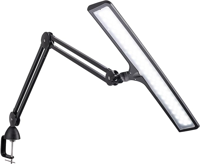 daylight Lumi Task Lamp - Professional 4000 Lux LED Desk Lamp, Adjustable, Color Accurate, Eye-Caring for Office, Home Office, Artist, and Reading - Black