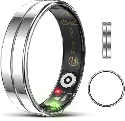 Upgrade Smart Health Ring for Women Men,Waterproof Fitness Ring, Fitness Tracker for Activity Monitoring,Sleep Tracker, No Subscription Fee (Silver, 7)