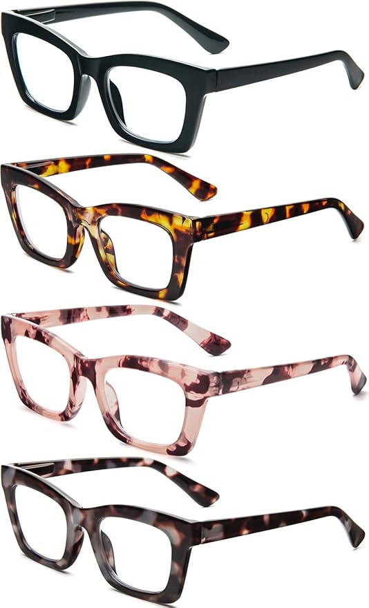 REAVEE Oprah Style Reading Glasses for Women, Blue Light Blocking Stylish Oversized Computer Readers Spring Hinge