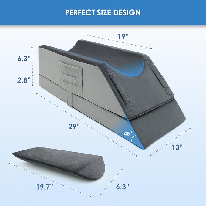 Leg Elevation Pillows for After Surgery,4-Height Adjustable Leg Elevating Pillow,Knee Surgery Recovery Equipment,Improving Blood Circulation,Ankle/Foot Surgery Swelling, Washable Cover